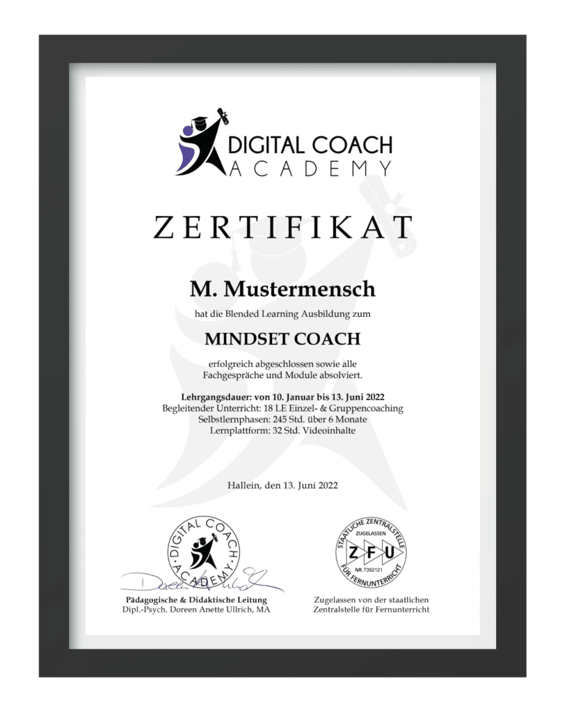 digital coach academy zertifikat sample mindset coach