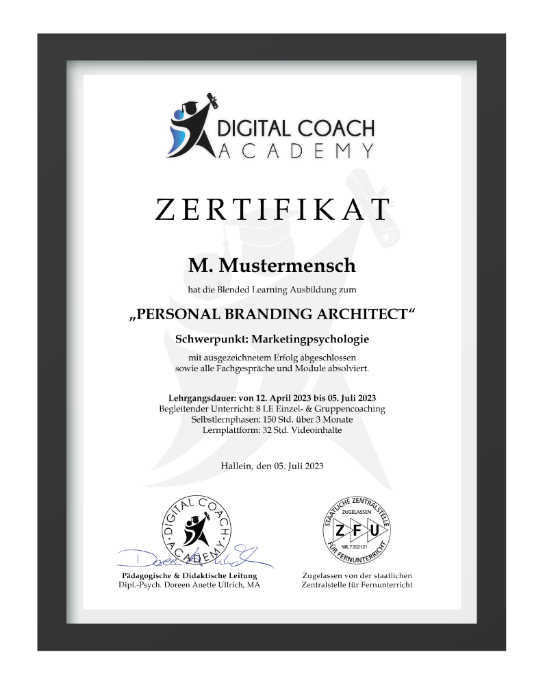 digital coach academy zertifikat personal branding architect rahmen