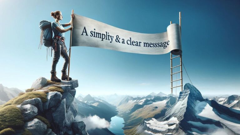 Eine Markenbotschaft in 5 einfachen Schritten erstellen Frau am Berg mit Banner